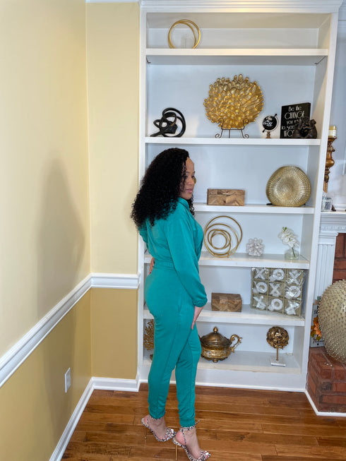 French Terry Jogger Set -teal green